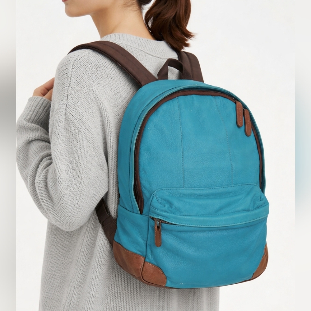 Will Leather Goods Delilah Deerskin Turquoise Leather Backpack